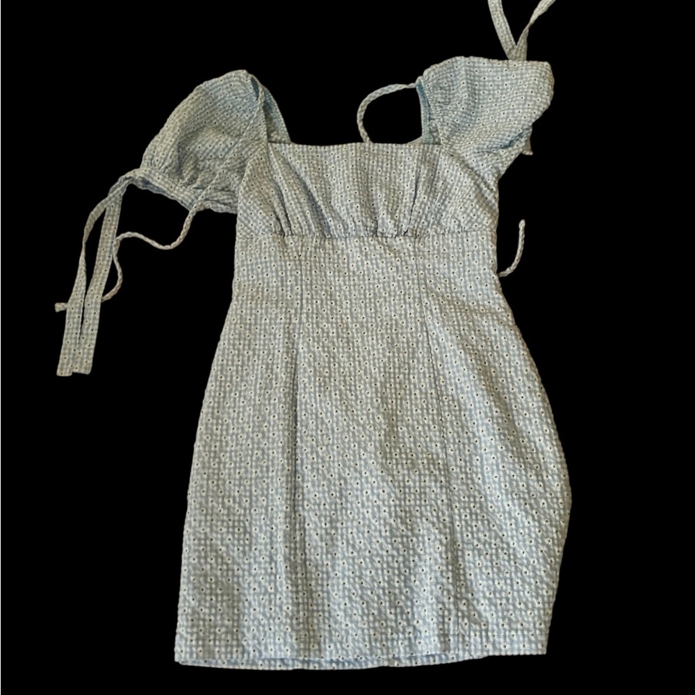Altar'd State White Puff Sleeve Square Neck Mini Dress